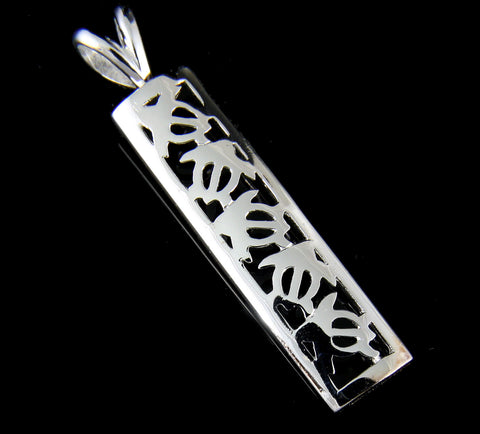 925 STERLING SILVER 5 HAWAIIAN HONU TURTLE VERTICAL PENDANT