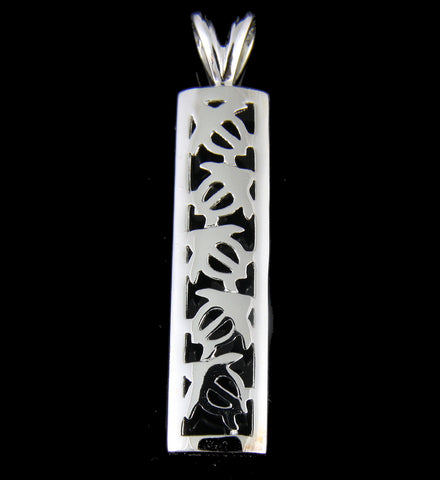 925 STERLING SILVER 5 HAWAIIAN HONU TURTLE VERTICAL PENDANT