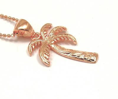 21MM PINK ROSE GOLD PLATED SILVER 925 HAWAIIAN PALM TREE SCROLL PENDANT CHARM