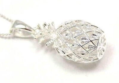 STERLING SILVER 925 LARGE 3D HAWAIIAN PINEAPPLE PENDANT