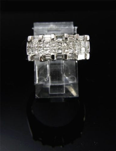 1.00CTW GENUINE PRINCESS CUT TAPER DIAMOND COCKTAIL RING SOLID 14K WHITE GOLD