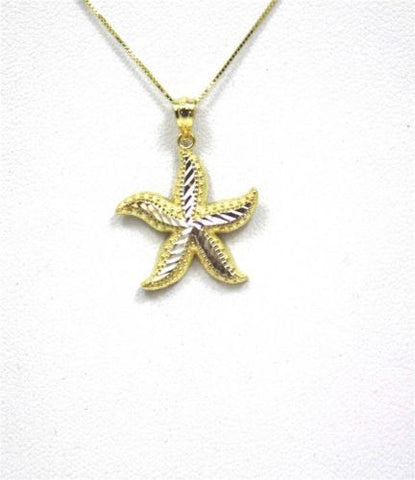 18MM 14K YELLOW GOLD HAWAIIAN OCEAN SEA STAR STARFISH PENDANT WHITE GOLD MEDIUM