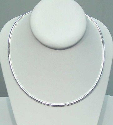 3MM ITALIAN SOLID STERLING SILVER OMEGA CHAIN NECKLACE 16" 18" 20"