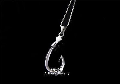 STERLING SILVER 925 HIGH POLISH SHINY 3D HAWAIIAN FISH HOOK PENDANT 13MM