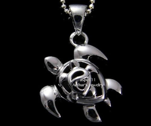 STERLING SILVER 925 HAWAIIAN SWIMMING HONU TURTLE TINY HONU TURTLE PENDANT