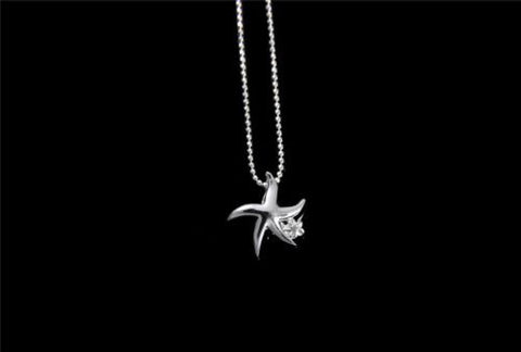 STERLING SILVER 925 SHINY HAWAIIAN STARFISH PLUMERIA FLOWER PENDANT CZ