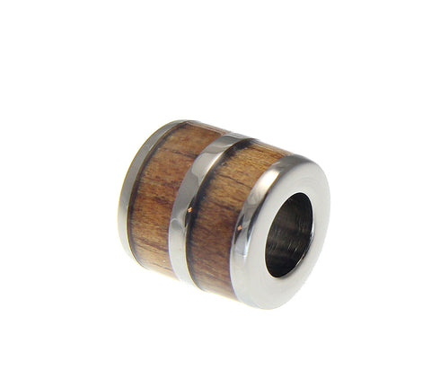 GENUINE INLAY HAWAIIAN KOA WOOD BARREL TUBE TITANIUM PENDANT 8MM 9MM 10MM