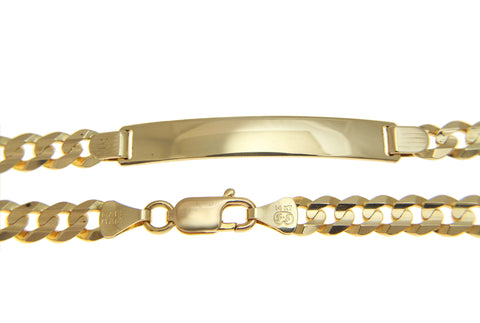 SOLID 14K YELLOW GOLD MADE IN ITALY CUBAN CURB LINK ID BRACELET 8 INCH 6.50MM