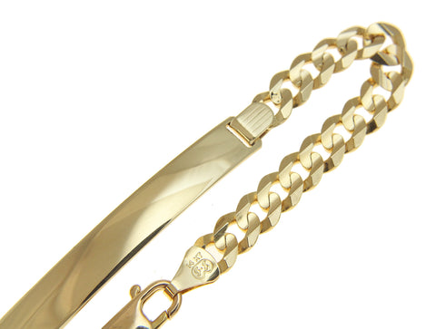SOLID 14K YELLOW GOLD MADE IN ITALY CUBAN CURB LINK ID BRACELET 8 INCH 6.50MM
