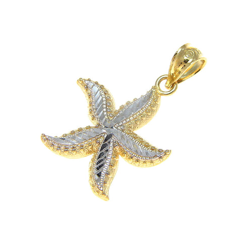 25MM 14K YELLOW GOLD HAWAIIAN OCEAN SEA STAR STARFISH PENDANT WHITE GOLD LARGE