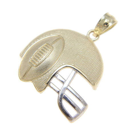 SOLID 14K YELLOW GOLD WHITE GOLD FOOTBALL HELMET CHARM PENDENT LARGE 17.75MM