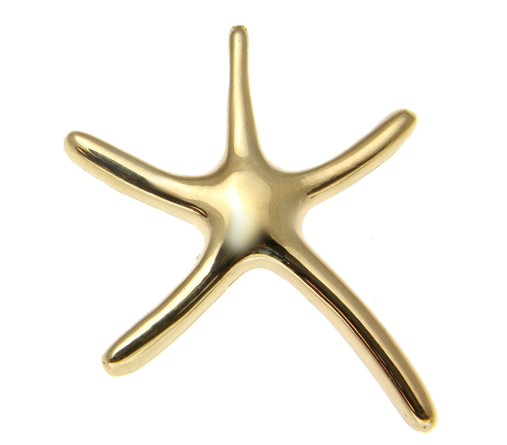 14K SOLID YELLOW GOLD HIGH POLISH SHINY HAWAIIAN SEA STARFISH SLIDE PENDANT MEDIUM