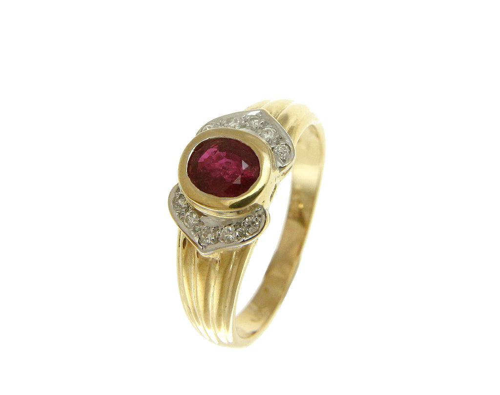 0.85CT 4.5X5.6MM GENUINE OVAL RUBY DIAMOND SOLITAIRE RING SOLID 14K YELLOW GOLD