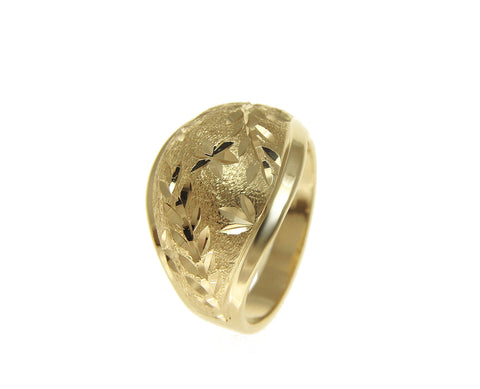 SOLID 14K YELLOW GOLD DIAMOND CUT HAWAIIAN MAILE LEAF LEAVES RING 13.80MM