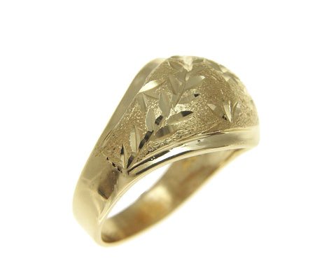 SOLID 14K YELLOW GOLD DIAMOND CUT HAWAIIAN MAILE LEAF LEAVES RING 13.80MM